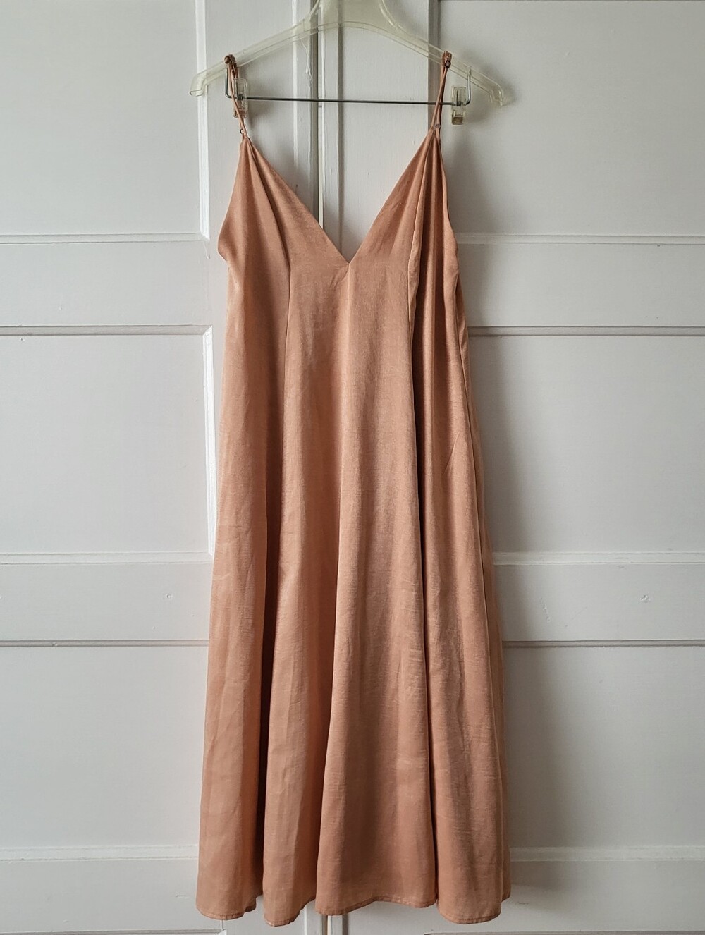 RESA Peach Satin Paneled Trapeze Swing Tank Dress Size XS